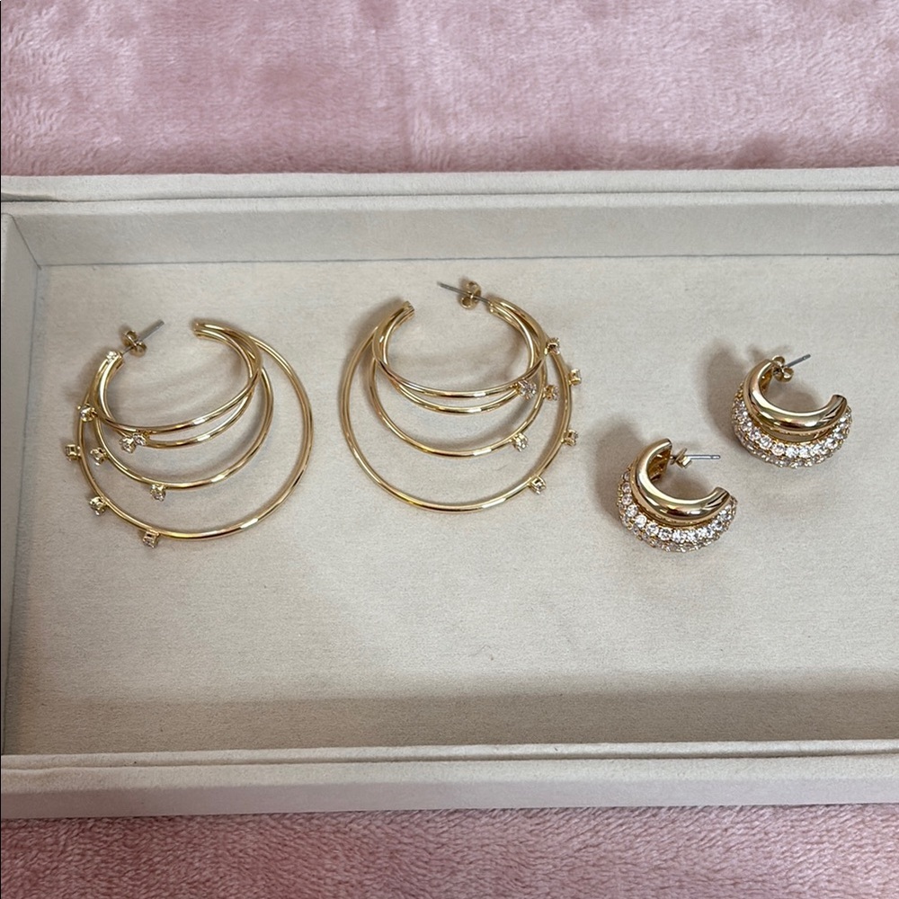 XIXI Elegant Gold Hoop Earrings Set